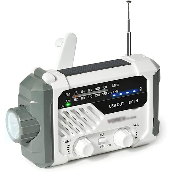 Nödradio, vevradio med ficklampa, AM/FM väderradio med 2000mAh powerbank