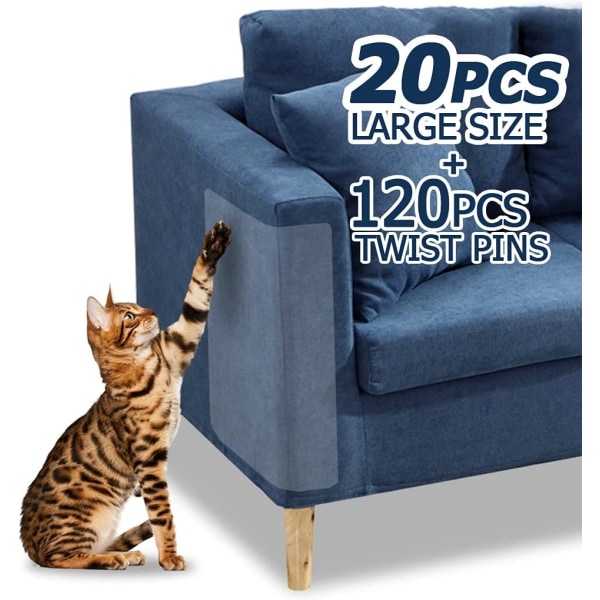 20 STK Møbelbeskyttere fra Cats Scratch, Couch Protector 8 Pack X-Large + 8 Pack Large  + 4 PackCat Repellent til møbler