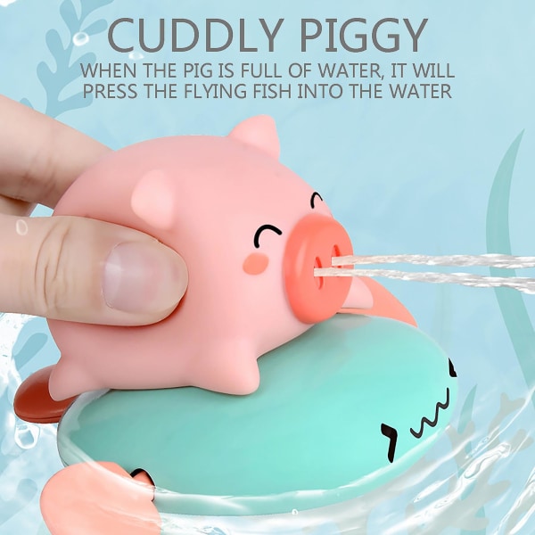 Babydusj Svømmebasseng Badeleke Søt Clockwork Pig Dolphin Bath Toy Set