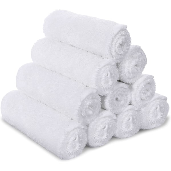 Bambus ansigtsklude 10-pak babyvaskeklude håndklædesæt til badeværelse-hotel-spa hvid