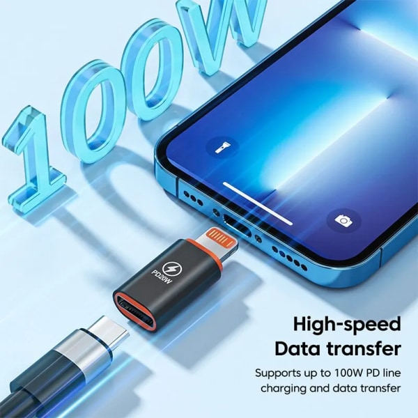 USB C - Lightning -sovitin PD 20 W 120 W Pikalataus Lightning Uros - Type C -sovitin iPhone IOS - USB Type C -muuntimelle 2PCS ios to TypeC