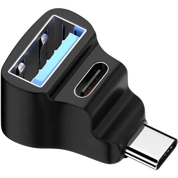 10 Gbps USB 3.0 tyypin C uros naar kaksi tyypin A naaras OTG & tyypin C naaras virta- ja dataliitäntäsovitin kulmassa yhteensopiva Steam Deck -kannettavan kanssa