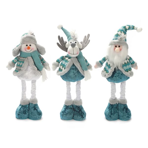 Blå Docka Julgransprydnad Infällbar Jultomte Snögubbe Älg Juldocka Dekoration (1 st)