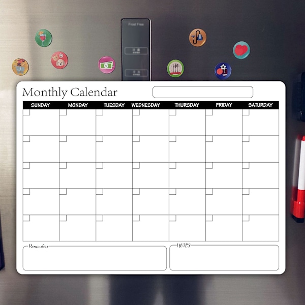 Återanvändbar magnetisk whiteboard kylskåpskalender anslagstavla månatlig planerare_xx