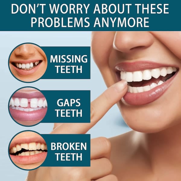Tandproteser Midlertidige falske tænder til Snap On Instant & Confidence Smile, Tandfiner til midlertidig tandrestaurering 1 par