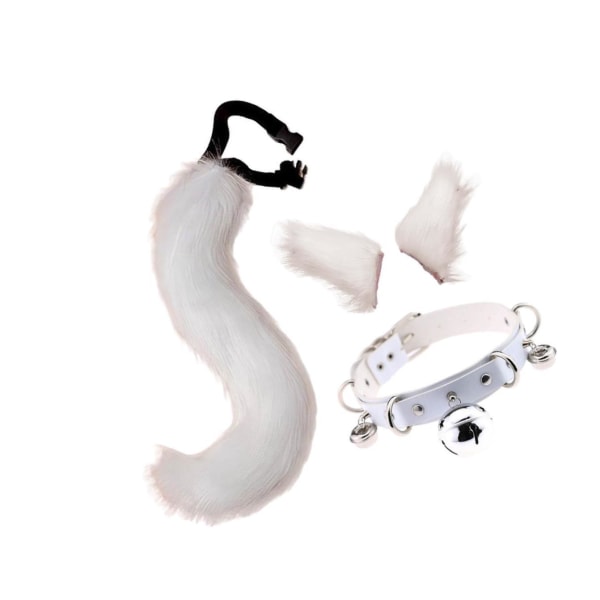 1/2/3/5 Faux Cat ører og halesett Halloween Fancy Dress Cosplay White 1 Pc White