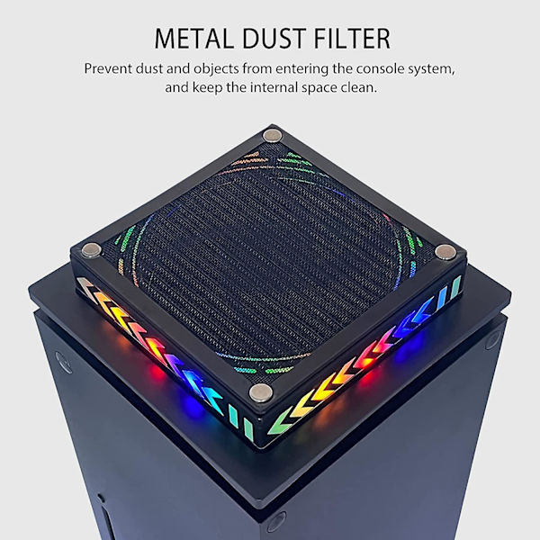 Kylfläkt kompatibel med Xbox Series X, med LED-ljus, dammskyddande metallnätfläkt externt kylsystem
