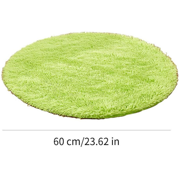 Rund teppe Sklisikker plysj fluffy teppe for stue Bad Soverom Grønt teppe 2 stk