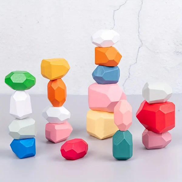 20 stk Montessori Tre Stakke Steiner Balanserende Steiner - Naturtre Byggeklosser