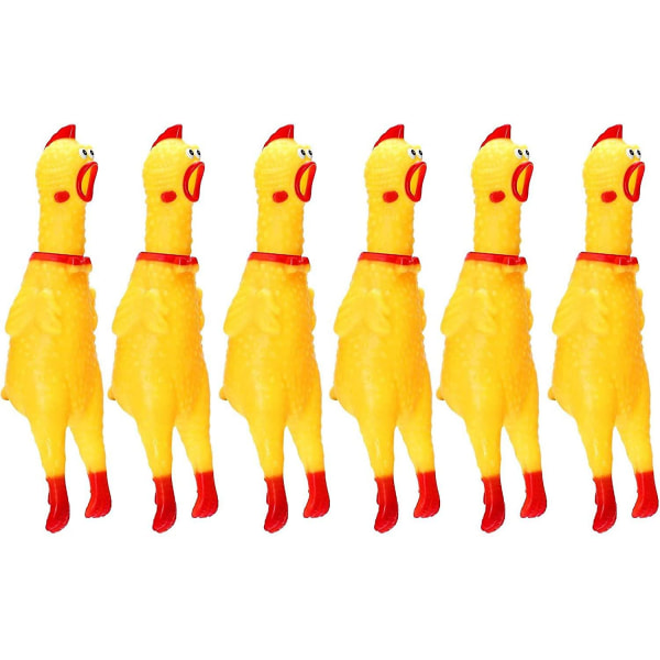 6-pak gummi skrigende kyllingelegetøj Gul gummi knirkende kyllingelegetøj Nyt og holdbart gummi