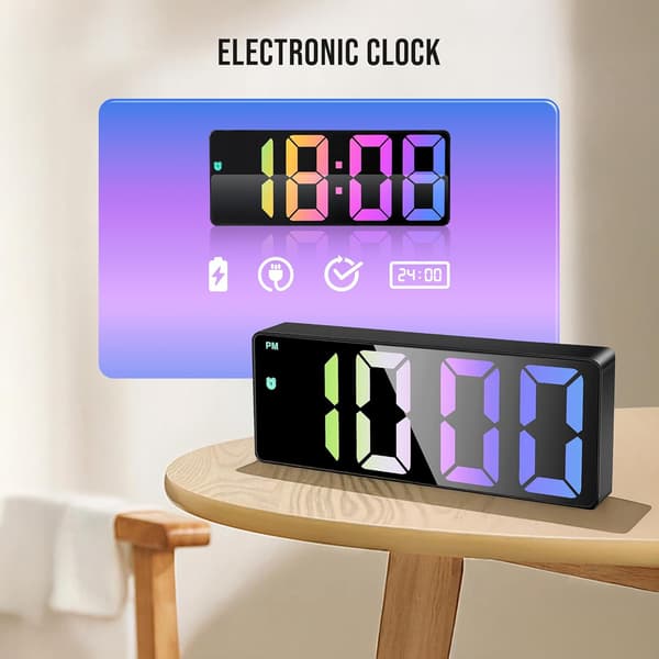 Digital väckarklocka med LCD-skärm och temperatursensor - USB-batteridriven multifunktionell - Lämplig för sovrum och kontor