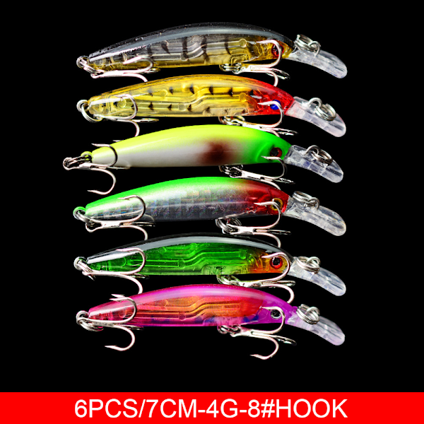 25 st fiskedrag wobblers, blandade minnow, flerfärgade wobblers