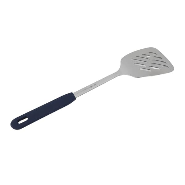 304 stekespade i rustfritt stål med silikonhåndtak (med hull)