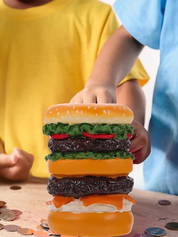 Hamburger sparegris sparebøsse myntboks for barn