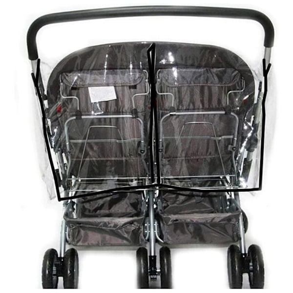 Universal Side-by-Side Dobbelt Barnevogn Regncover Transparent PVC Støv- og Vindcover til Dobbelt Barnevogn