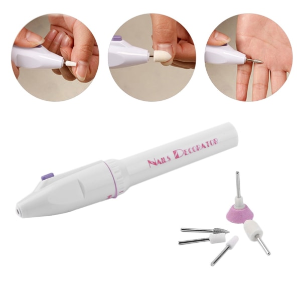 Elektrisk nagelfil - elektrisk fil - 5 bits ingår white