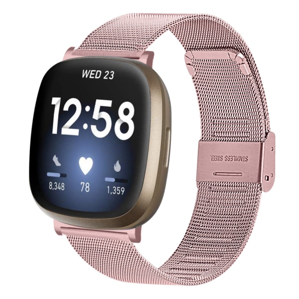 Fitbit Versa 3 -ranneke ruostumattomasta teräksestä rose pink