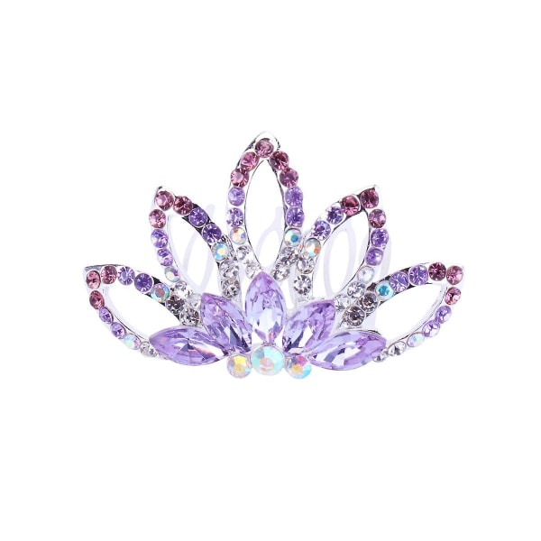 1 stk Farverig Rhinestone Crown Insert Kam Bryllupshår Kam Hovedbeklædning til kvinder (lilla) (6*4,7 cm, lilla)