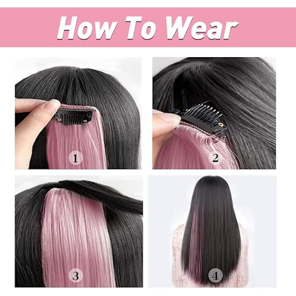 21'' 8 stk Fargede Hår Extensions for Jenter Fest Highlights Fargede Hår Extensions Clip in/on for Jenter og Barn Hårtilbehør (Rosa)
