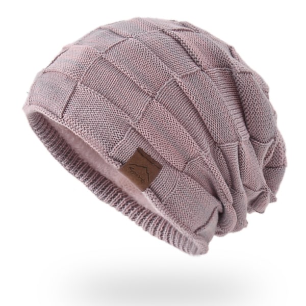 Lue lue for menn og kvinner Vinter varme luer strikket Slouchy tykk hodeskalle cap (rosa)