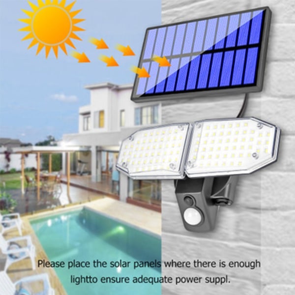 Udendørs sollamper 20W, 100 LED sollamper med bevægelsessensor