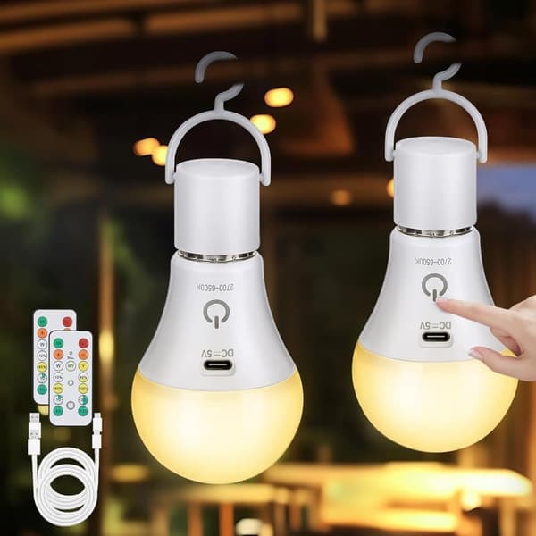 2/4-Pack Rechargeable LED Lamp with Remote Control – E27, USB, 3 Colors, Dimmable, Touch Control, Outdoor and Emergency Light 2-Pack