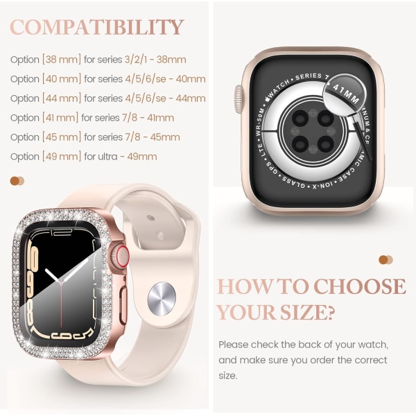 4-pakke for Apple Watch Series 7 og 8 45 mm skjermbeskytter Bling-veske 4-pakke 1 4-Pack 1 45mm