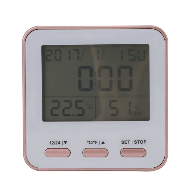 Digital termometer Hygrometer Klokkefunksjon Stor skjerm