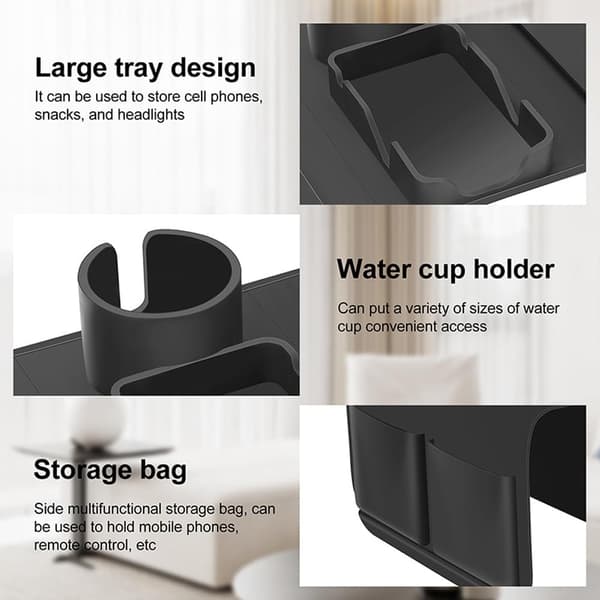 Silikon Soffa Kopps Hållare Bricka Dryckeshållare med Sidofickor för Soffa Caddy Anti-Spill