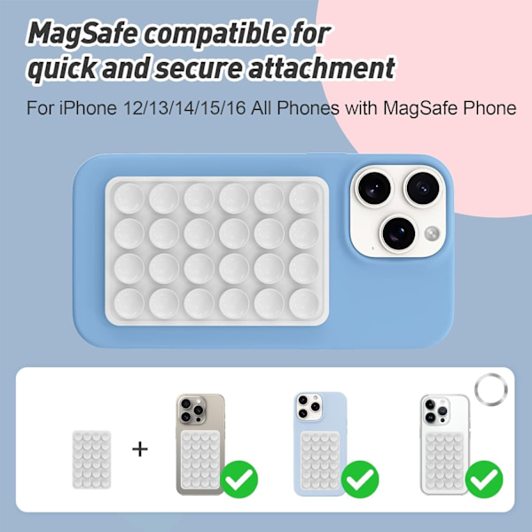 Magnetisk sugpropp telefonhållare för MagSafe-skal, silikon sticky phone grip för iPhone_xx white