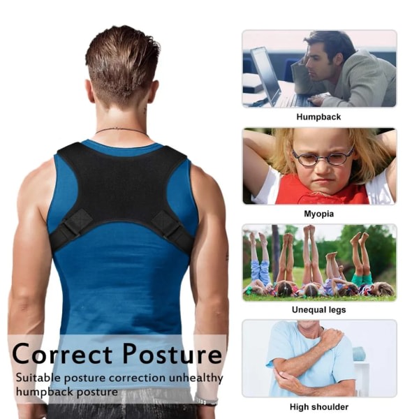 Posture Corrector Justerbar øvre ryggstøtte for kragebeinstøtte og smertelindring i nakke, rygg og skuldre