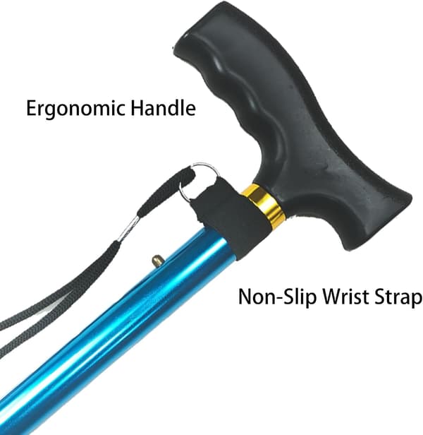 Justerbare Nordic Walking-staver - Lette sammenleggbare turstaver for eldre - Anti-skli turstav - Ideell gave til eldre foreldre (blå)