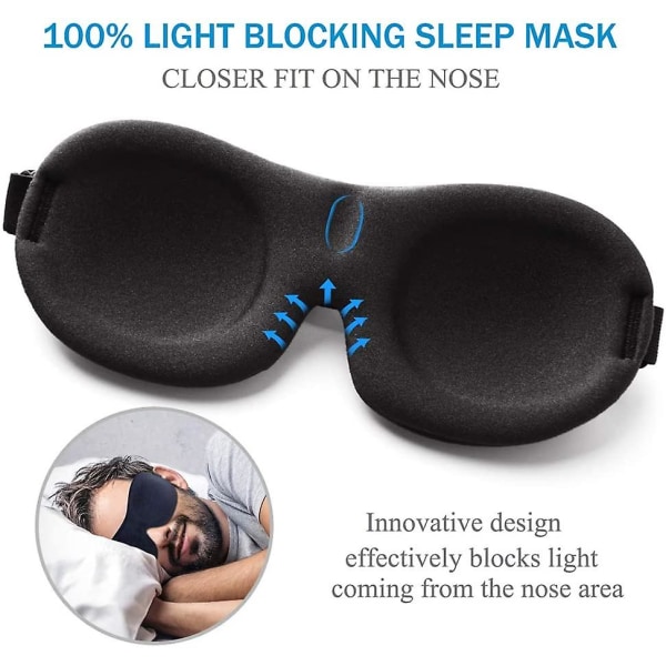Sleep Mask 3 Pack, øyemaske med justerbar stropp