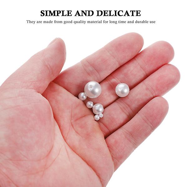 1 sæt smykkefremstillingsperler Simuleret perleperle DIY perlehalskædeperle (1x1x1cm, hvid)