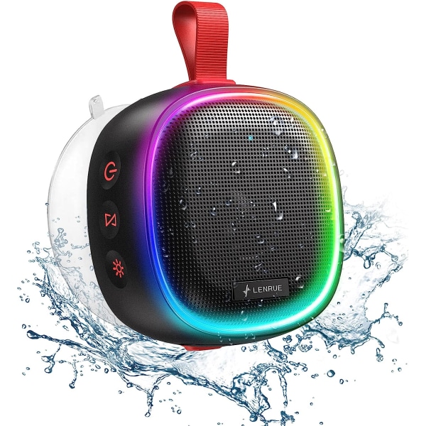 Bluetooth-høyttaler med RGB-lys, IPX7 vanntett trådløs