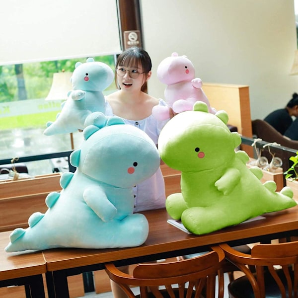 Söta Dinosaur Plyschleksaker, Tjocka Dinosaur Fyllda Djurleksaker Dockor, Mjuk Plysch Fylld Djur Dino Plushie, Födelsedagspresenter för Barn Flicka Pojke Grön Active Green