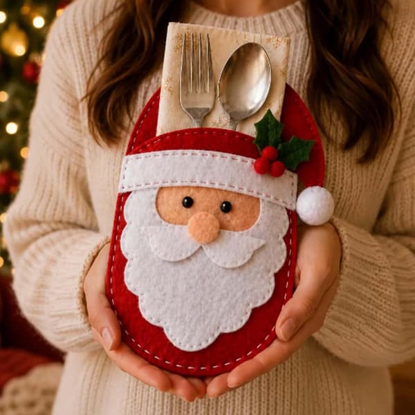 Julefilt Bestikopbevaring DIY Sæt 2026 Julepynt Christmas Tree Cutlery Bag