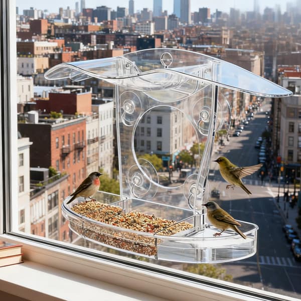 Fuglefoderbræt Klar Akryl Fuglefoderbræt med Sugekopper Transparent Design med Robust Greb Nem Påfyldning Frøbakke Udendørs Observationsstation til