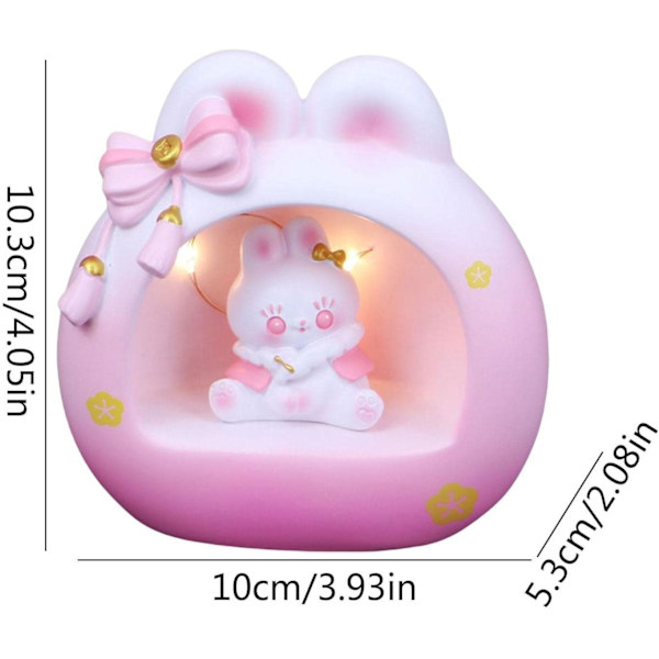 5-pack söta rosa kanin nattlampa rosett djur sänglampa | flicka varm gul belysning barnrum hartslampa kawaii kanin skrivbords hemdekoration pink 5pcs