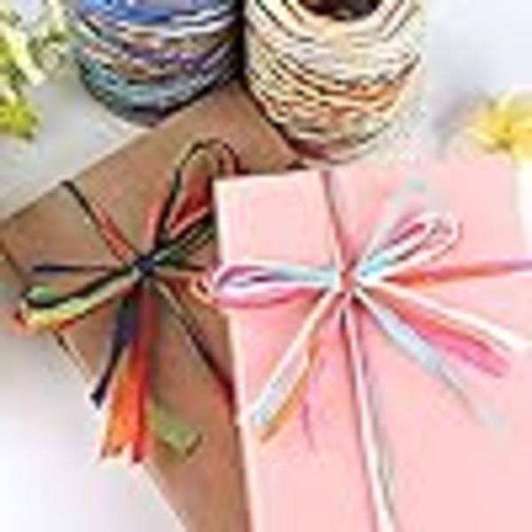 4 Rullar Färgad Raffiapappersband 80M Raffia Garn Hantverk Pappersband Inpackning