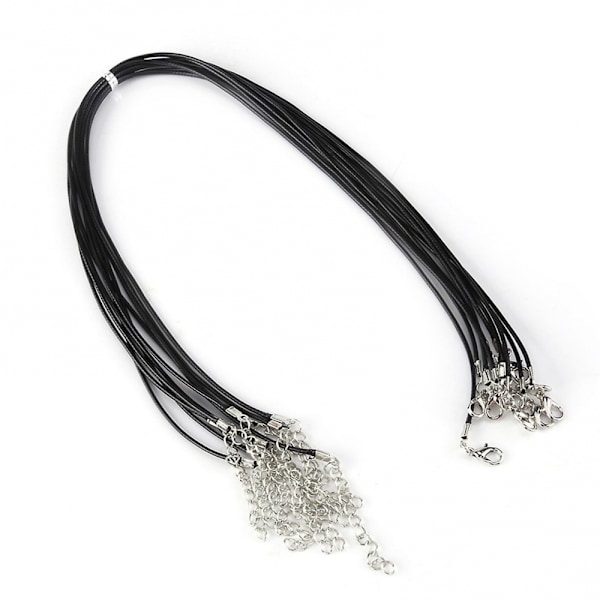 Justerbart Halsband i Vaxad Rep, Snöre, 10 st för DIY Smyckestillverkning i Svart