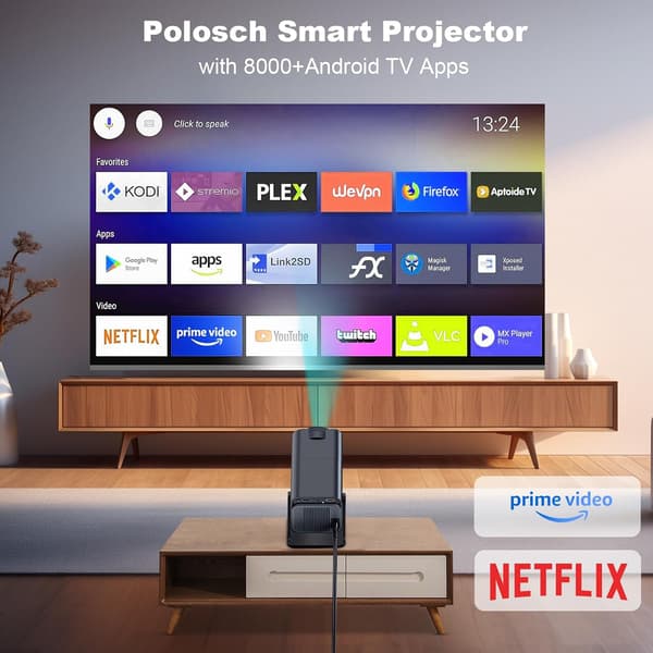 Miniprojektor Bärbar HY320 Projektor Stöder 4K 1080P Dual Band WIFI6 5G Trådlös 5.0 Bluetooth Android 11 180° Vridbar Auto Keystone