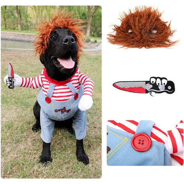 Hunde Forfærdeligt kostume Kæledyr Halloween-tøj Kat Cosplay-festdragt Sjovt hundekostume Små til store hunde(L)