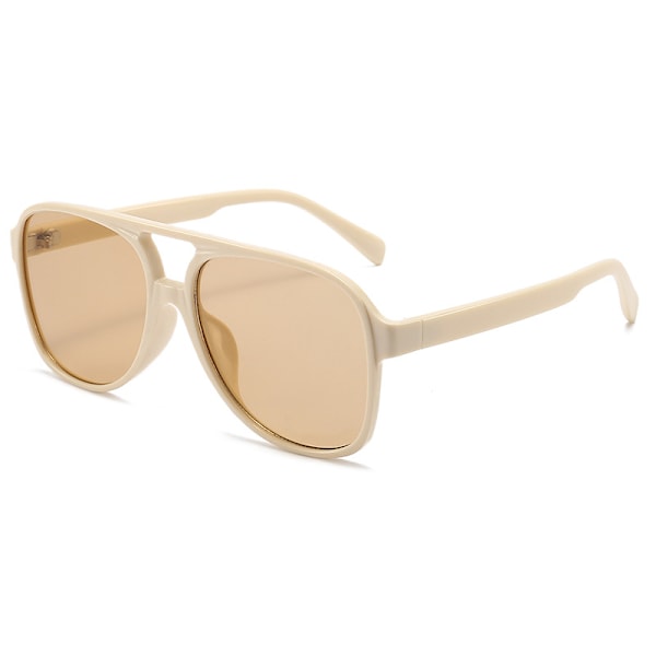 Retro 70-talls Aviator Polariserte Solbriller Off-white frame light tea