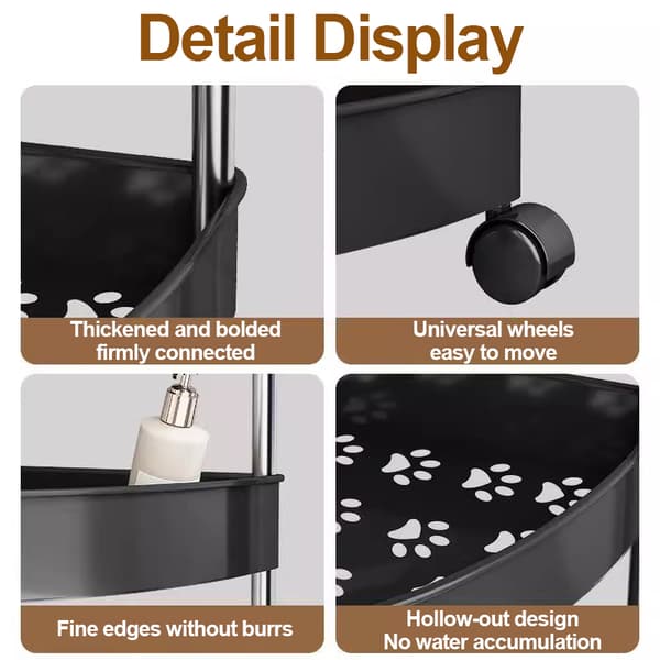 Stainless Steel Corner Shelf with 2/3/4/5 Tiers for Home Storage Black Black 4 layers