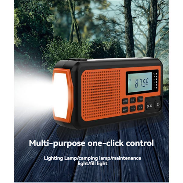 Digital väderradio solradio bärbar SOS överlevnadsradio 4000mAh