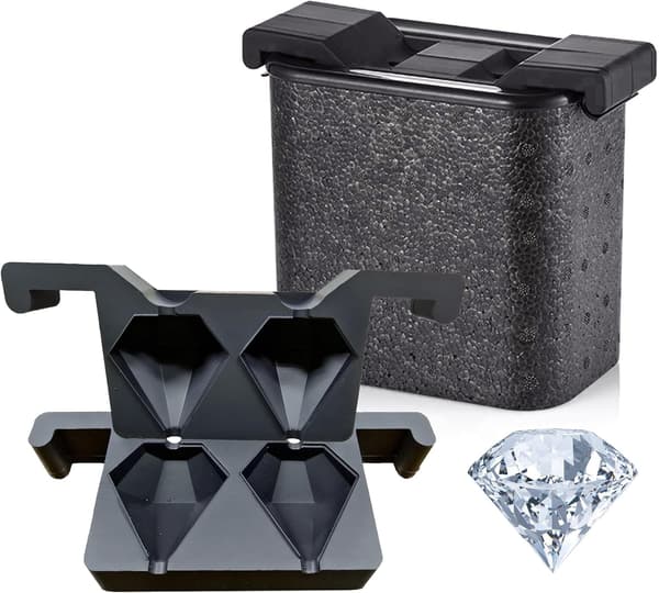 Diamant Isbitsmaskin Gör 2 Stora Klara Diamant Isbitar för Whiskey och Cocktails
