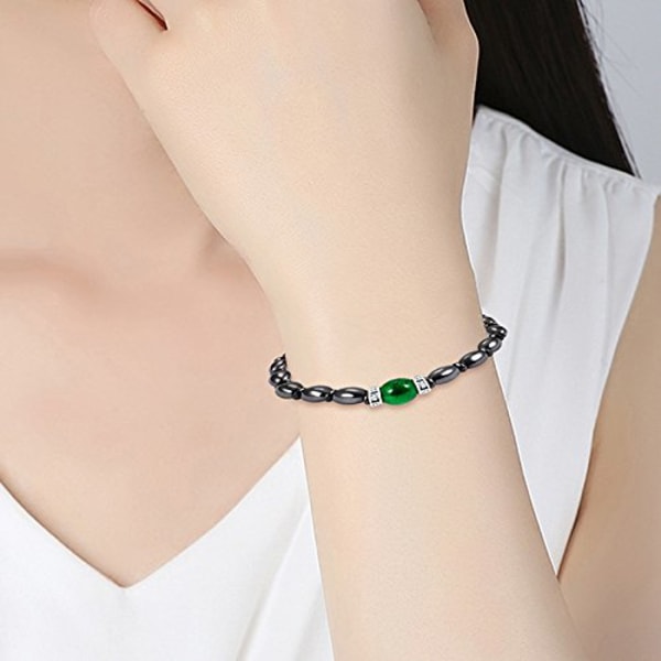 Magnetic bracelets, jewelry, black and green stone