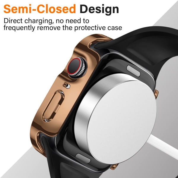 2-pak etui, der er kompatibelt med Apple Watch Series 8 Rose Gold/Clear Rose Gold/Clear 41mm