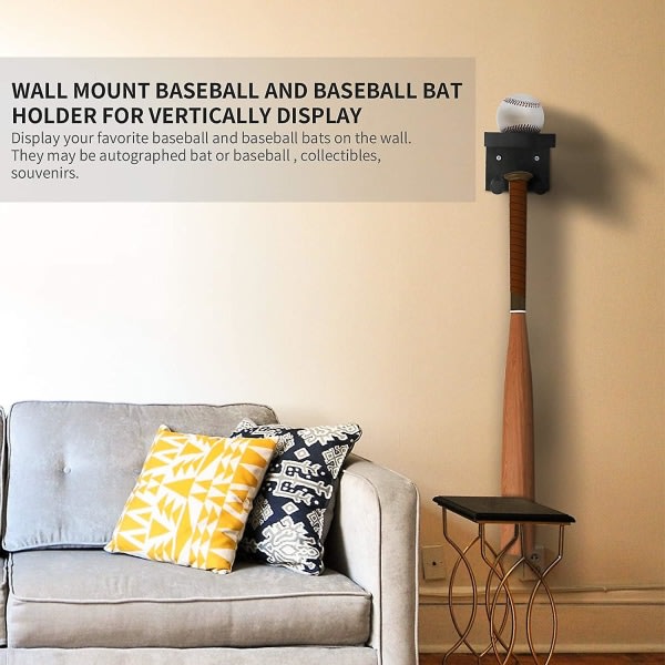 Baseballmaila seinäteline, softballmailapidike vaaka- ja pystynäytölle, puinen esittelyteline muistoesineille ja keräilyesineille